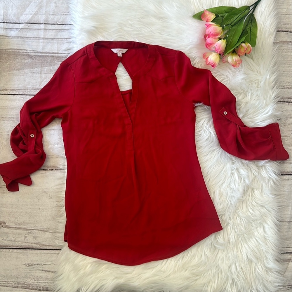 Candie’s Vibrant Chiffon Red Women’s Blouse Size Small